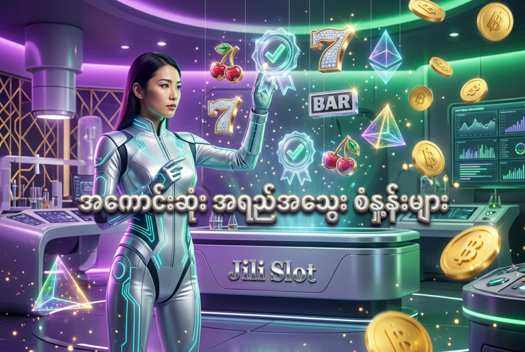 Jili Slot ၏ အဆင့်မြင့် အရည်အသွေး စံနှုန်းများနှင့် ပလက်ဖောင်း ရွေးချယ်မှုဆိုင်ရာ ဂုဏ်သတင်းကို ဖော်ပြထားသည့် ပုံရိပ်ဖြစ်ပါသည်။ ဂျပန်အမျိုးသမီး နည်းပညာရှင်တစ်ဦးနှင့်အတူ တောက်ပသော ရွှေဒင်္ဂါးများ၊ စိန်ပွင့်များနှင့် နည်းပညာမြင့် အစိတ်အပိုင်းများကို အသုံးပြု၍ ယုံကြည်စိတ်ချရမှုကို ပုံဖော်ထားပါသည်။

