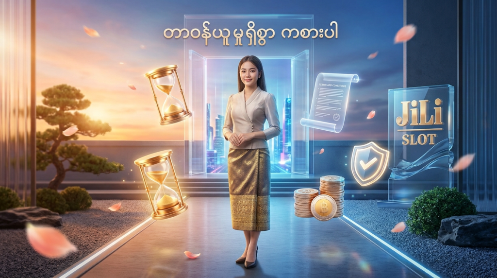 Jili Slot ၏ တာဝန်ယူမှုရှိစွာ ကစားခြင်းနှင့် စည်းကမ်းချက်များကို လေ့လာရန် တိုက်တွန်းထားသည့် ပုံရိပ်ဖြစ်ပါသည်။ လာအိုအမျိုးသမီးတစ်ဦးနှင့်အတူ ဘတ်ဂျက်ထိန်းသိမ်းခြင်းနှင့် ဘေးကင်းလုံခြုံမှုကို ကိုယ်စားပြုသော သင်္ကေတများကို အသုံးပြု၍ စနစ်တကျ ကစားနိုင်ရန် လမ်းညွှန်ပြသထားပါသည်။

